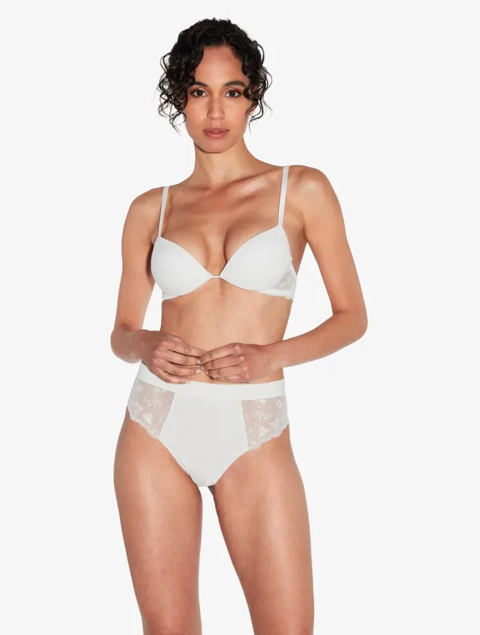 Women Panties La Perla High Waisted Briefs In Lys With Embroidered Tulle