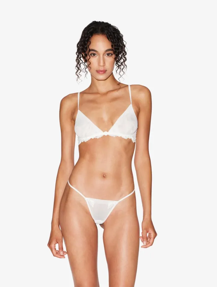 Women Panties La Perla Thong In Offwhite Stretch Tulle