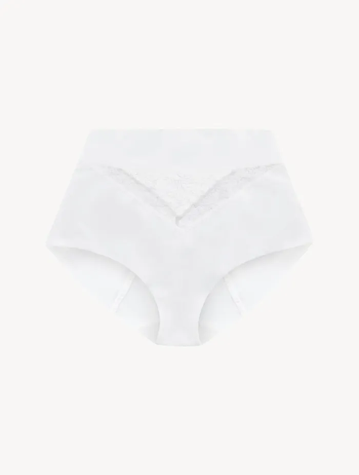 Women Panties La Perla White Lycra Control Fit Highwaist Briefs With Chantilly Lace Women Panties La Perla White Lycra Control Fit Highwaist Briefs With Chantilly Lace