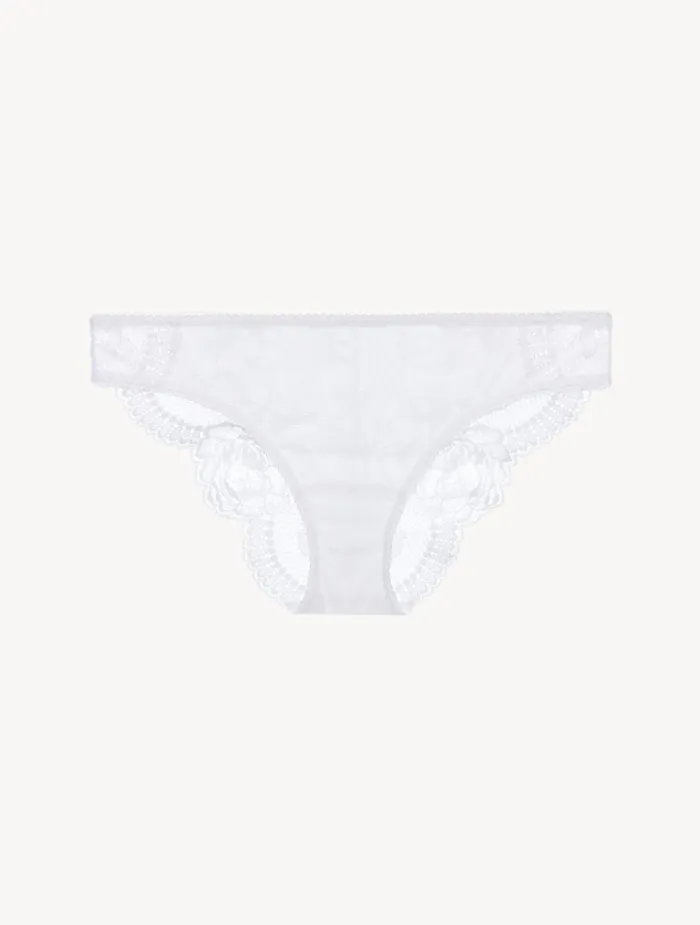 Women Panties La Perla White Stretch Leavers Lace And Tulle Medium Briefs