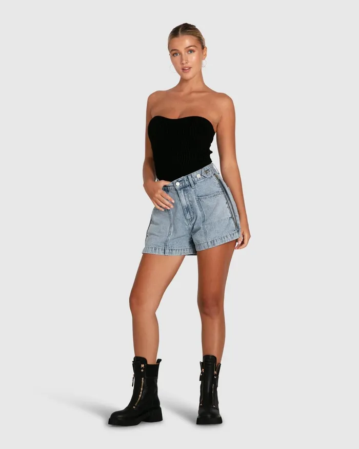 Women Pants and Skirts Belle and Bloom Bring The Heat Denim Shorts 8211 Stonewash
