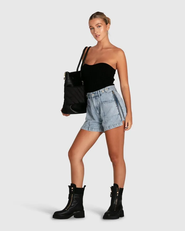 Women Pants and Skirts Belle and Bloom Bring The Heat Denim Shorts 8211 Stonewash