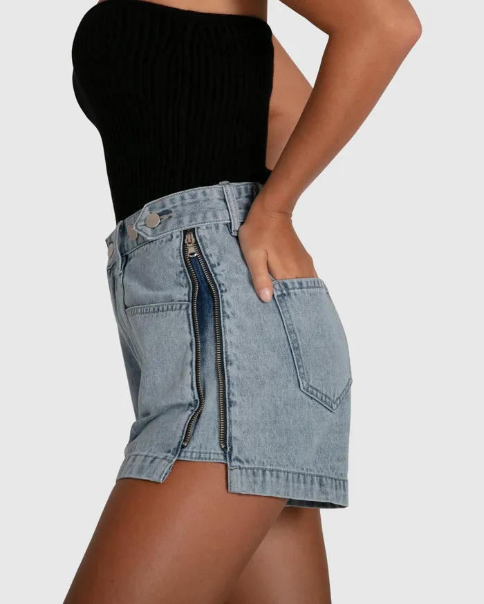 Women Pants and Skirts Belle and Bloom Bring The Heat Denim Shorts 8211 Stonewash