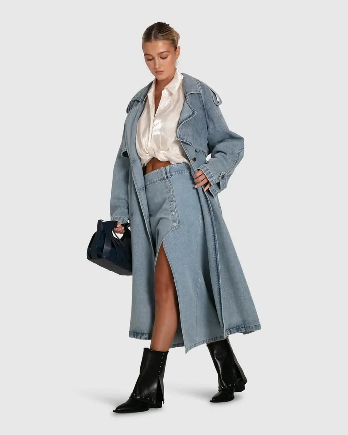 Women Pants and Skirts Belle and Bloom Can039t Forget You Denim Midi Skirt