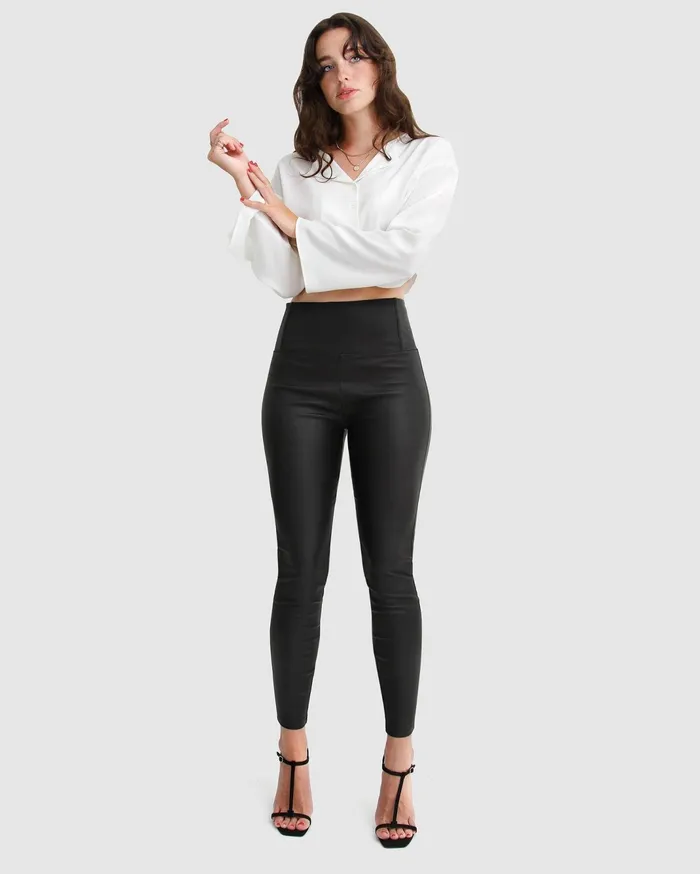 Women Pants and Skirts Belle and Bloom City Slicker Coated Legging 8211 Black