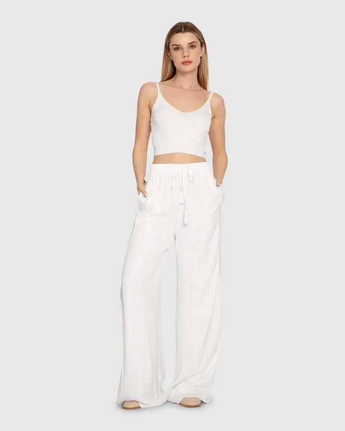 Women Pants and Skirts Belle and Bloom Everywhere All At Once Wide Leg Pant 8211 White