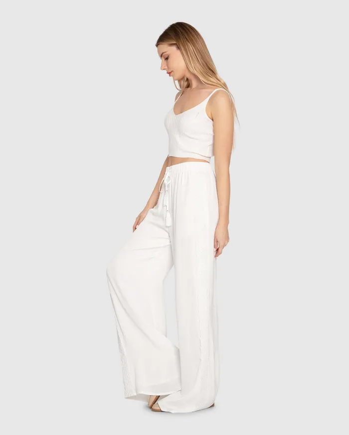 Women Pants and Skirts Belle and Bloom Everywhere All At Once Wide Leg Pant 8211 White