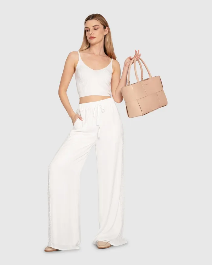 Women Pants and Skirts Belle and Bloom Everywhere All At Once Wide Leg Pant 8211 White