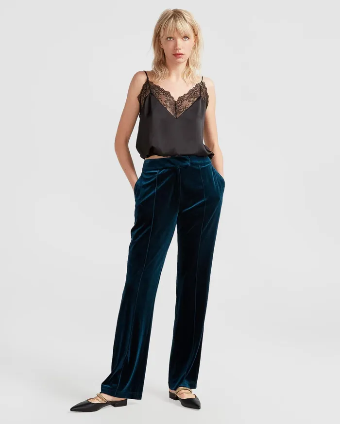 Women Pants and Skirts Belle and Bloom Reverie Velvet Pant 8211 Dark Teal