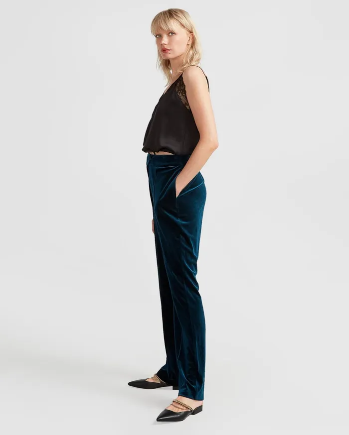 Women Pants and Skirts Belle and Bloom Reverie Velvet Pant 8211 Dark Teal