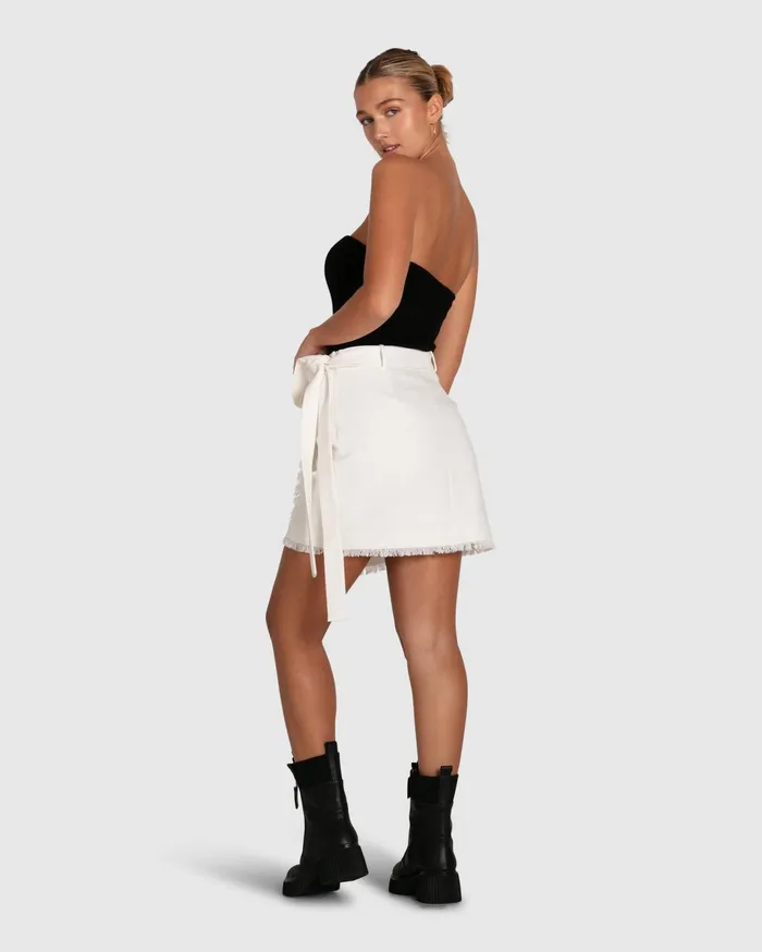 Women Pants and Skirts Belle and Bloom There She Goes Frayed Edge Skirt 8211 Cream