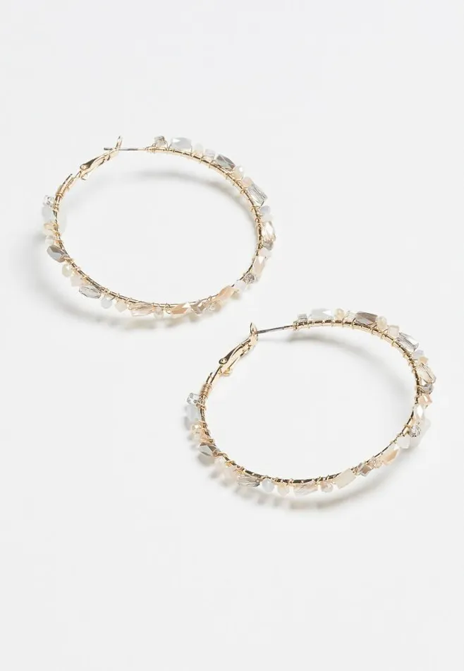 Women Pink Beaded Hoop Earrings Maurices Jewelry