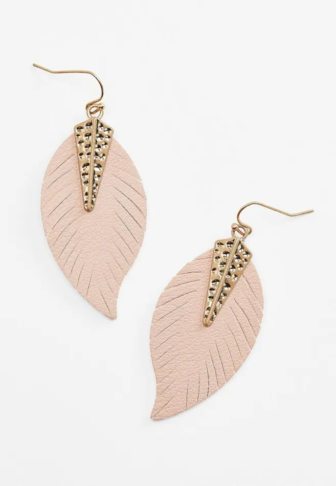 Women Pink Feather Drop Earrings Maurices Jewelry