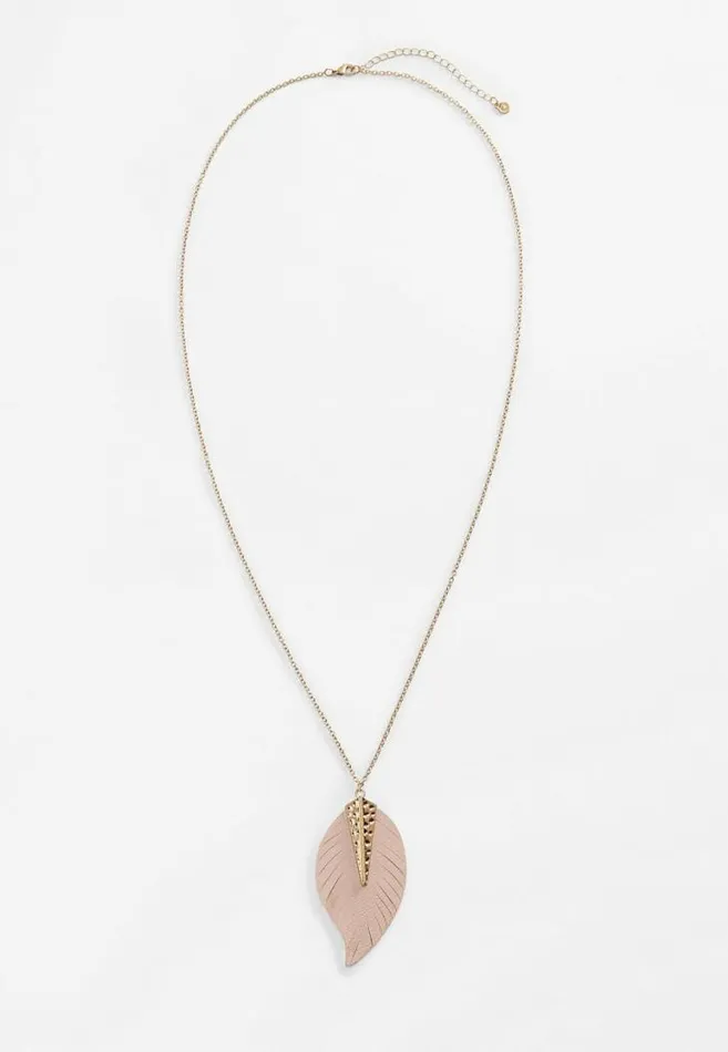 Women Pink Feather Necklace Maurices Jewelry