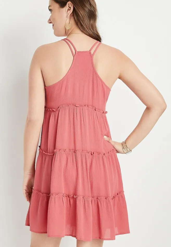 Women Pink Floral Crochet Babydoll Swing Dress Maurices Dresses and Jumpsuits