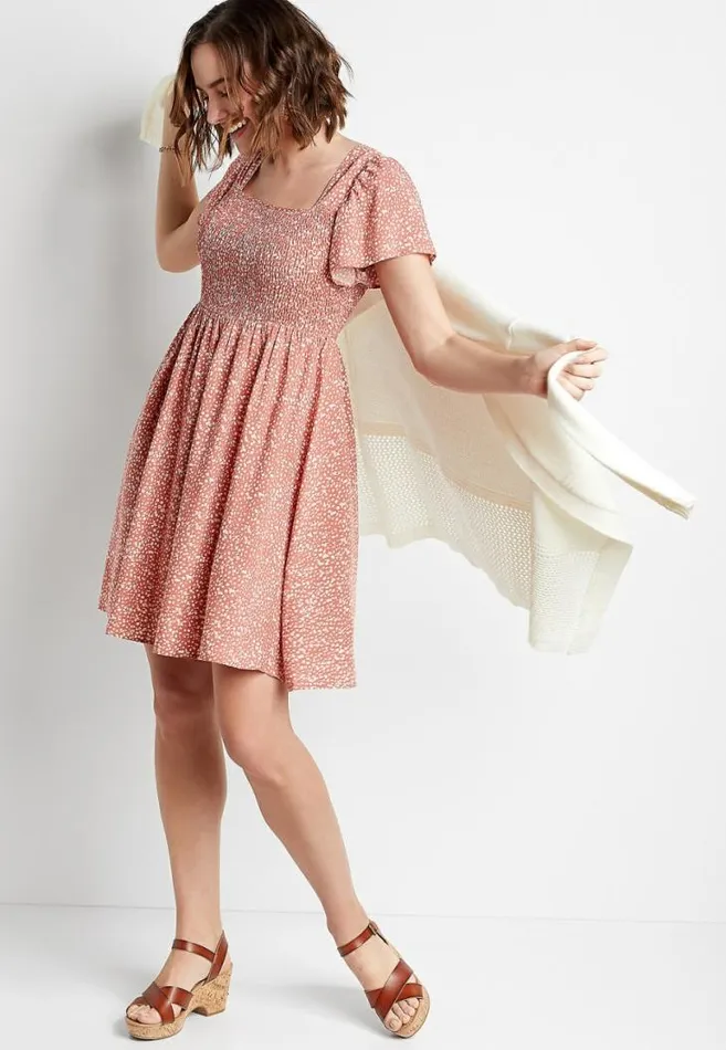 Women Pink Floral Smocked Top Babydoll Mini Dress Maurices Dresses and Jumpsuits Women Pink Floral Smocked Top Babydoll Mini Dress Maurices Dresses and Jumpsuits