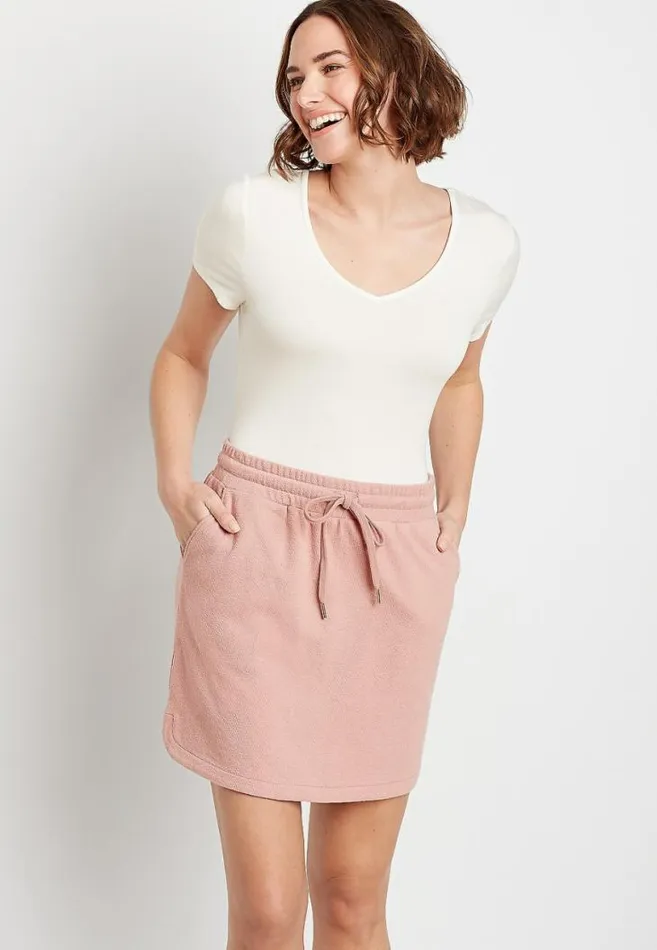 Women Pink French Terry Skirt Maurices Bottoms