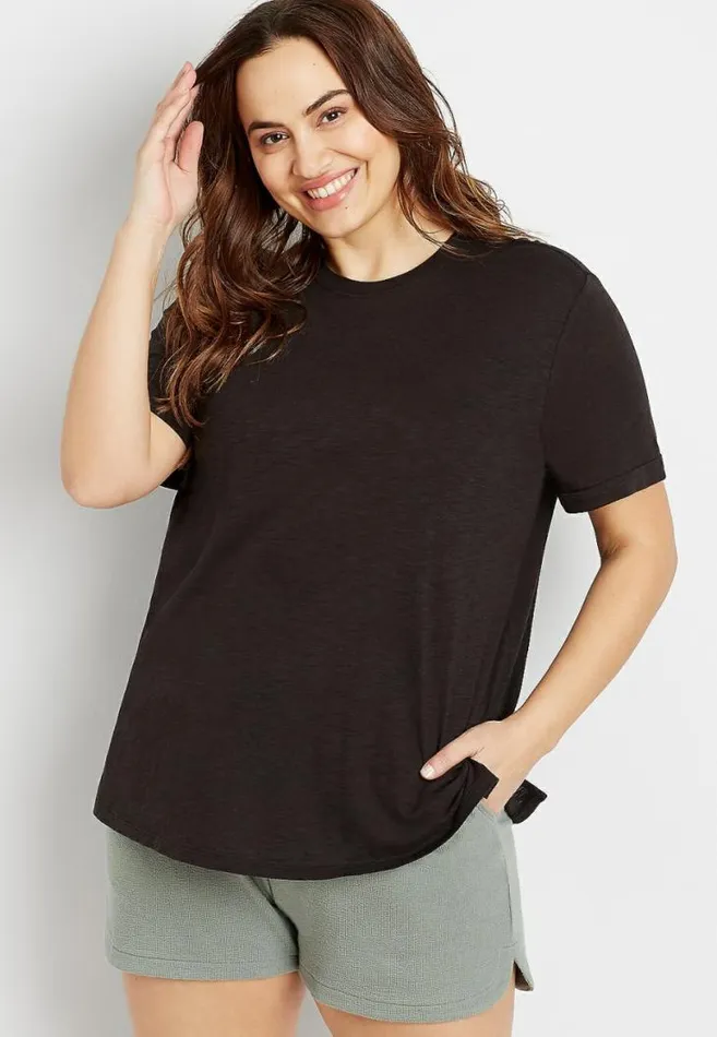 Women Plus Size 247 Boyfriend Crew Neck Tee Maurices Plus Tops