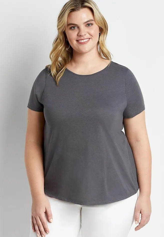 Women Plus Size 247 Gray Knot Back Tee Maurices Plus Tops