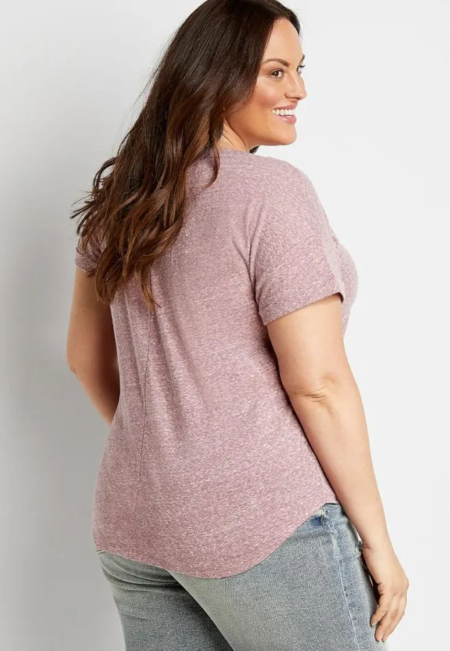 Women Plus Size 247 Pink Drop Shoulder Tee Maurices Plus Tops
