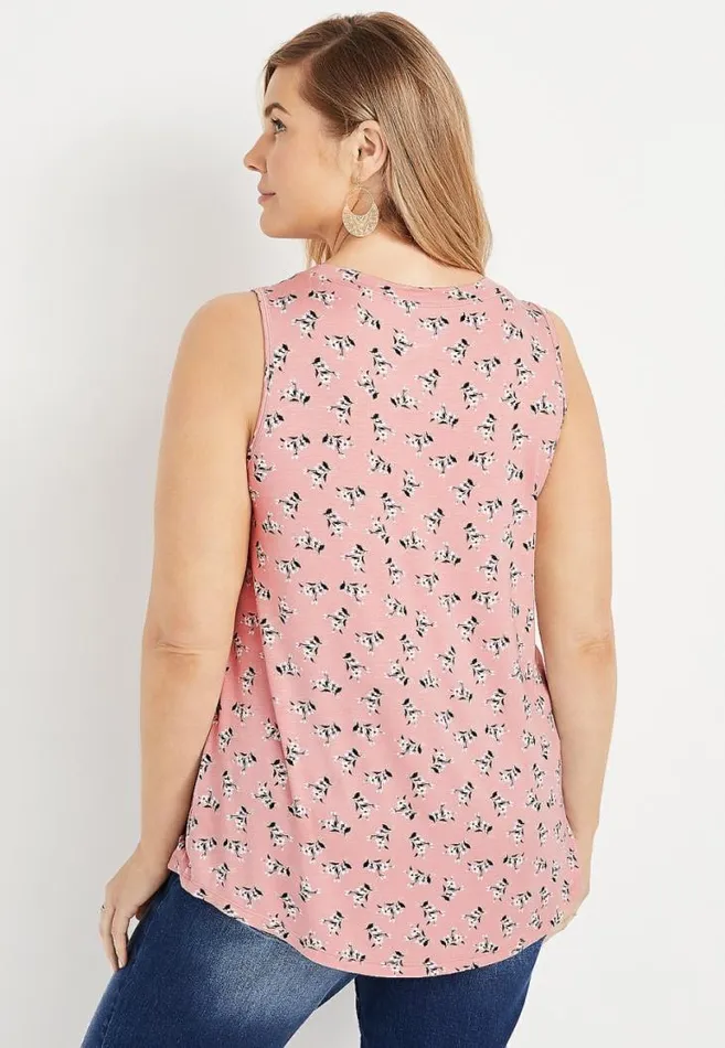 Women Plus Size 247 Pink Floral Tank Top Maurices Plus Tops