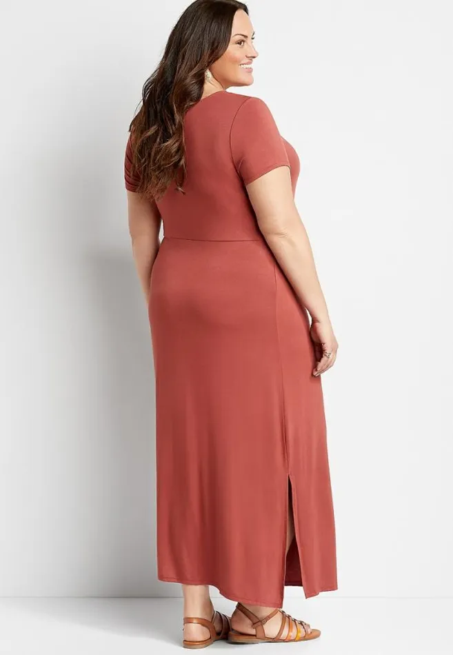 Women Plus Size 247 Pink Knot Front Maxi Dress Maurices Plus Dresses and Jumpsuits