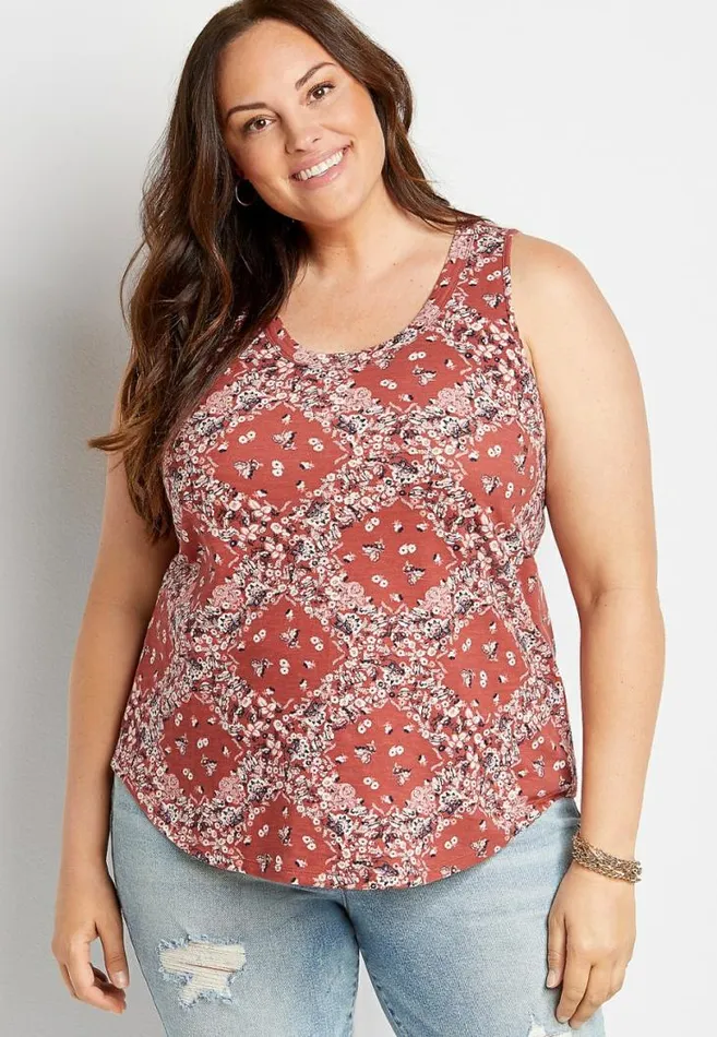 Women Plus Size 247 Red Bandana Classic Tank Top Maurices Plus Tops
