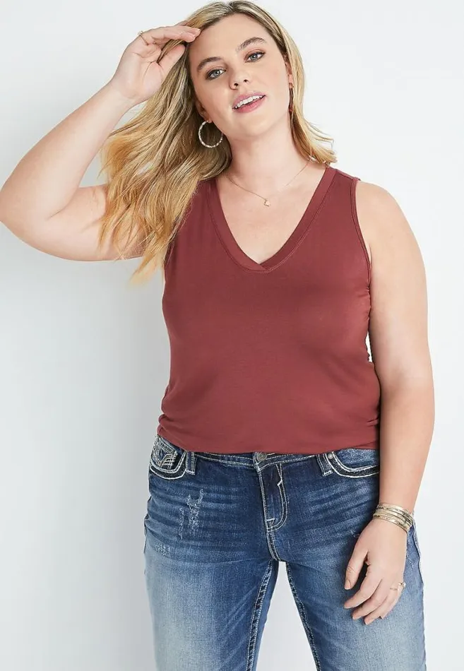 Women Plus Size 247 Red VNeck Tank Top Maurices Plus Tops