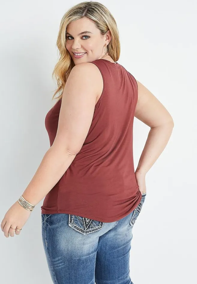 Women Plus Size 247 Red VNeck Tank Top Maurices Plus Tops