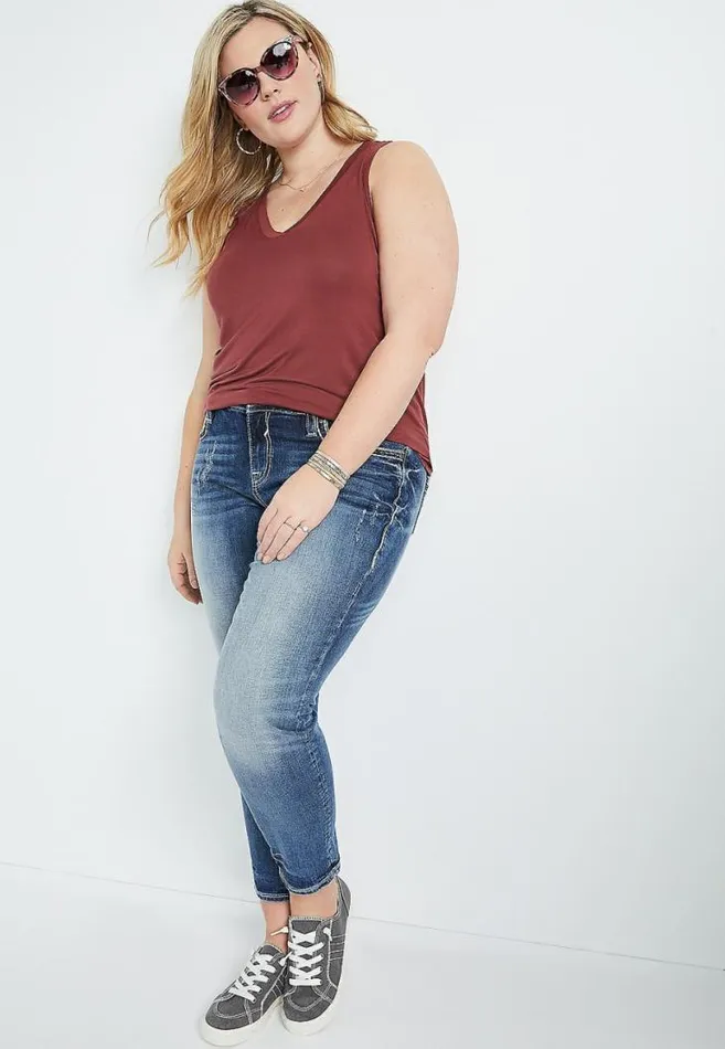 Women Plus Size 247 Red VNeck Tank Top Maurices Plus Tops