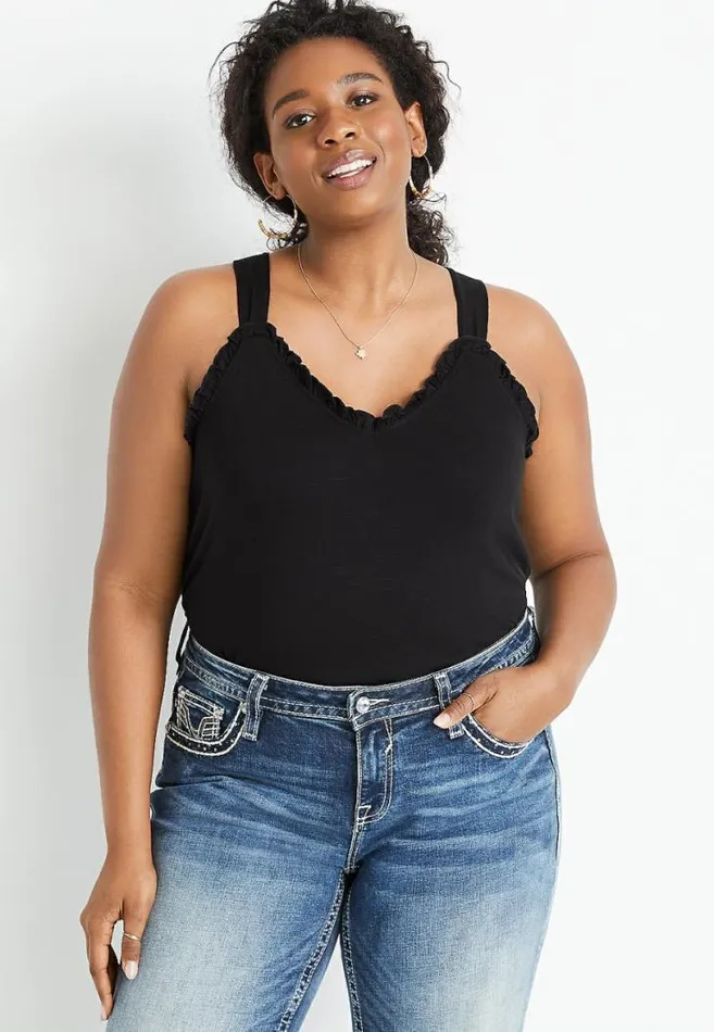 Women Plus Size 247 Ruffle Tank Top Maurices Plus Tops