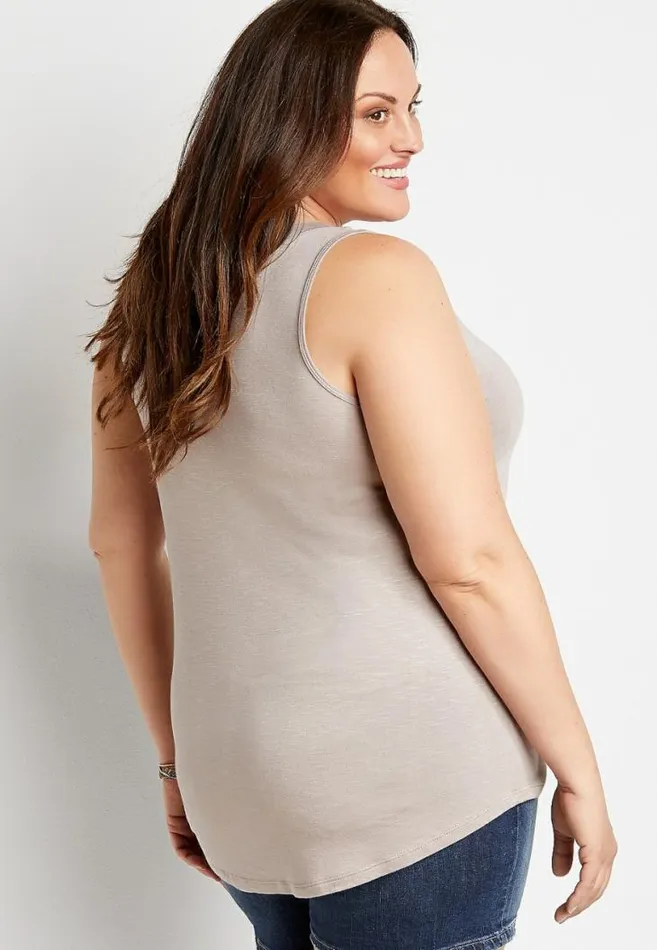 Women Plus Size 247 Solid V Neck Tank Top Maurices Plus Tops