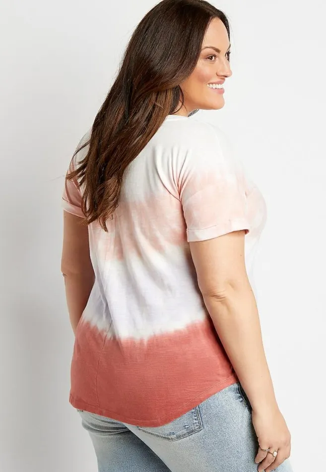 Women Plus Size 247 Striped Tie Dye Tee Maurices Plus Tops