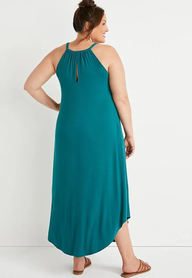 Women Plus Size 247 Teal Halter Neck Maxi Dress Maurices Plus Dresses and Jumpsuits