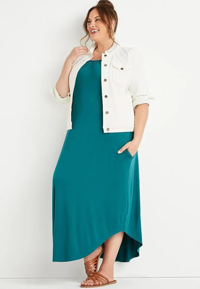 Women Plus Size 247 Teal Halter Neck Maxi Dress Maurices Plus Dresses and Jumpsuits