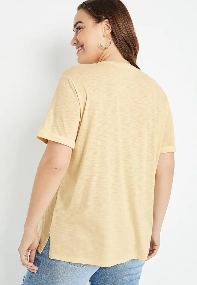 Women Plus Size 247 Yellow Oversized Boyfriend Tee Maurices Plus Tops