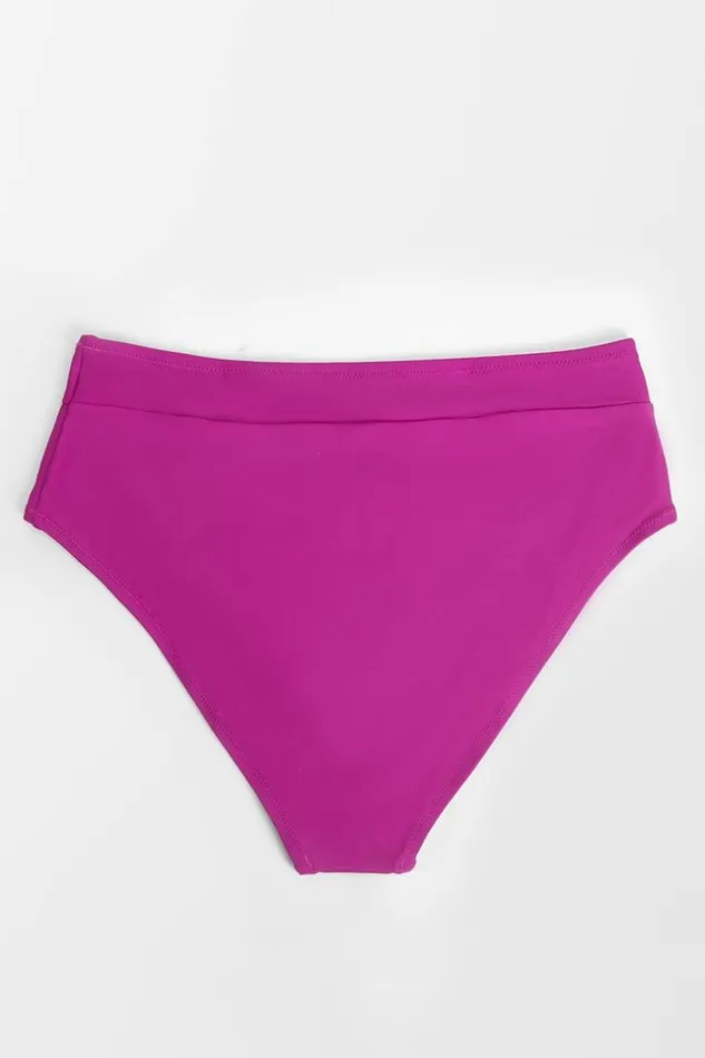 Women Plus Size and Curve Bikinis Cupshe Amira Fuchsia High Waisted Plus Size Bikini Bottom Fuchsia