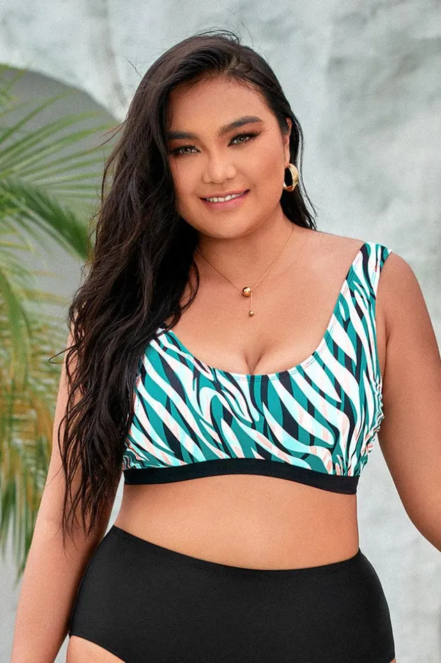 Women Plus Size and Curve Bikinis Cupshe Amiyah Zebra Print Cut Out Plus Size Bikini Top Multicolor Women Plus Size and Curve Bikinis Cupshe Amiyah Zebra Print Cut Out Plus Size Bikini Top Multicolor