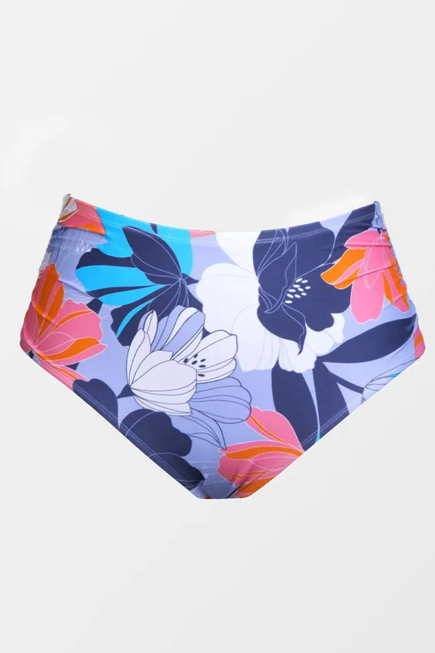 Women Plus Size and Curve Bikinis Cupshe Deep Ocean Side Shirred High Waist Plus Size Bikini Bottom Multicolor