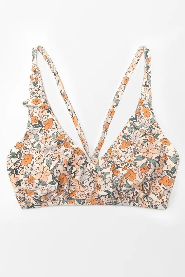 Women Plus Size and Curve Bikinis Cupshe Elodie Ditsy Floral Ruffle Plus Size Bikini Top Pink