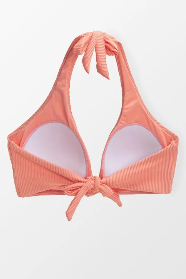 Women Plus Size and Curve Bikinis Cupshe Janet Halter Oring Plus Size Bikini Top Pink
