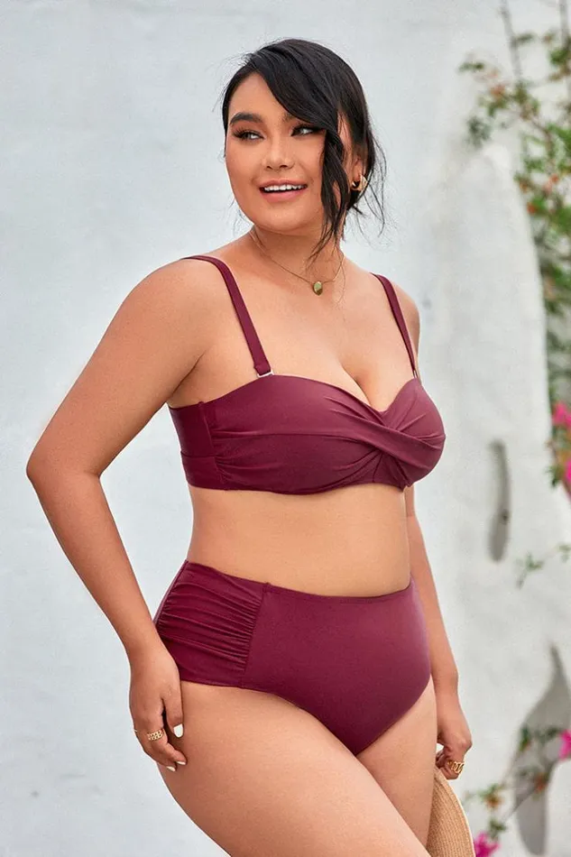 Women Plus Size and Curve Bikinis Cupshe Keep It Cool Molded Bandeau And Hipster Plus Size Bikini Set Red Women Plus Size and Curve Bikinis Cupshe Keep It Cool Molded Bandeau And Hipster Plus Size Bikini Set Red
