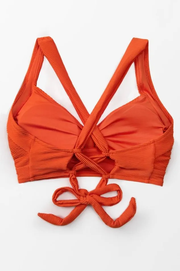 Women Plus Size and Curve Bikinis Cupshe Kora Crisscross Plus Size Bikini Top Orange