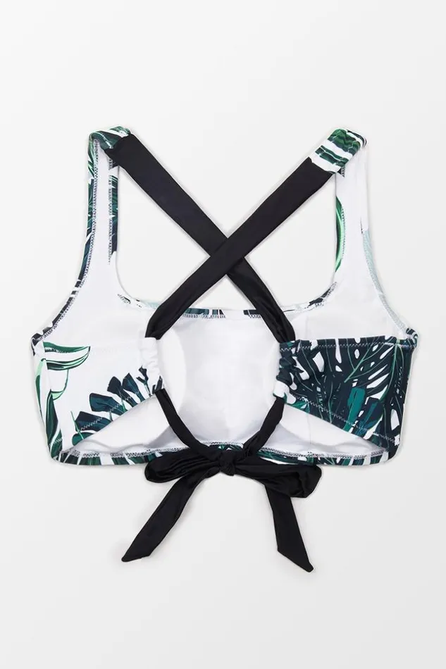 Women Plus Size and Curve Bikinis Cupshe Madelyn Tropical Plus Size Bikini Top Multicolor