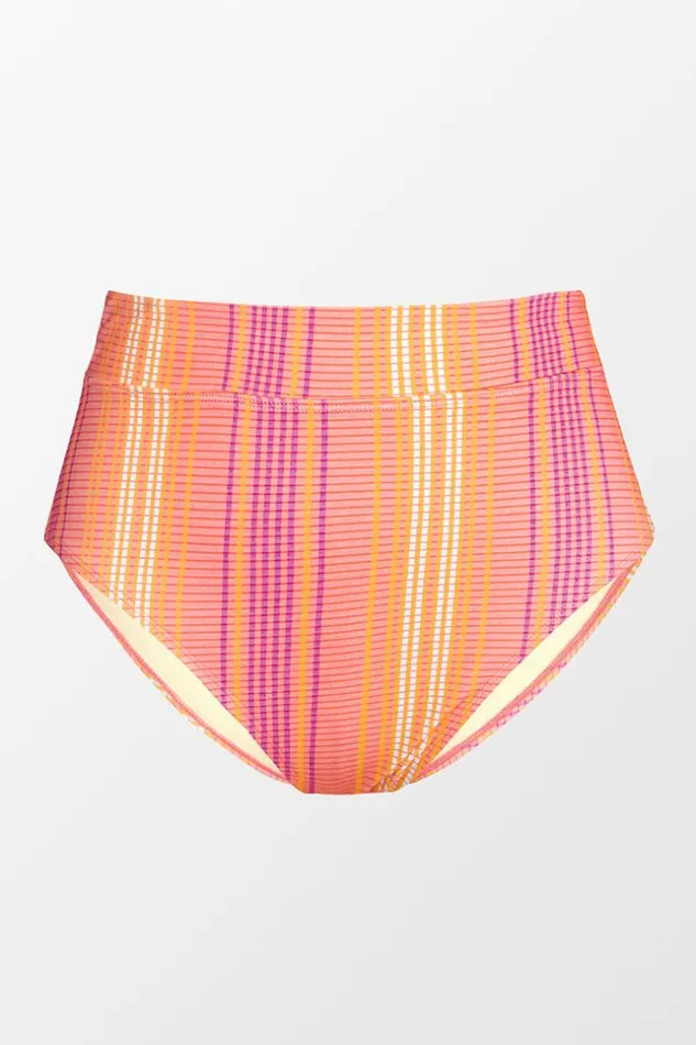 Women Plus Size and Curve Bikinis Cupshe Mercury Stripe Banded High Waist Plus Size Bikini Bottom Multicolor