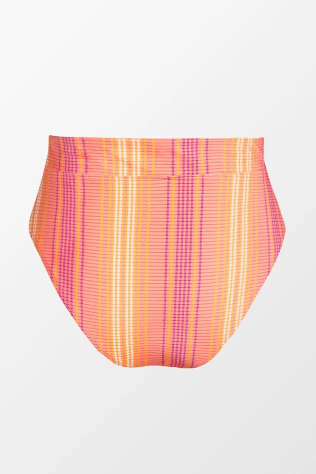 Women Plus Size and Curve Bikinis Cupshe Mercury Stripe Banded High Waist Plus Size Bikini Bottom Multicolor