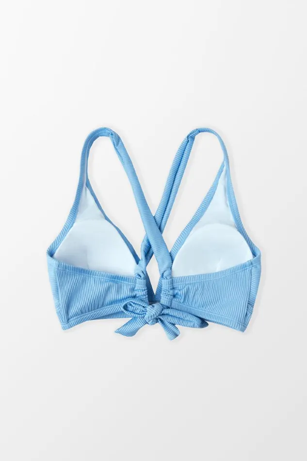 Women Plus Size and Curve Bikinis Cupshe Strawberry Field Tall Tri Plus Size Bikini Top Blue
