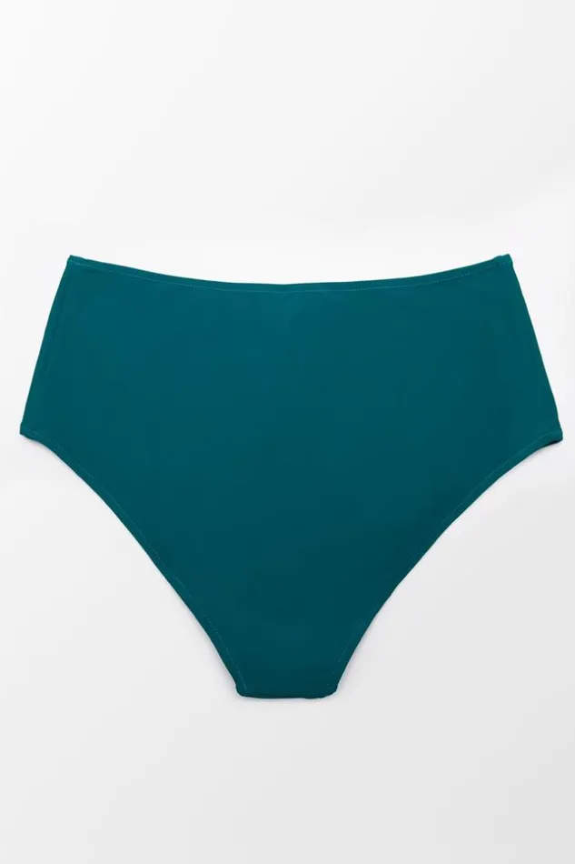 Women Plus Size and Curve Bikinis Cupshe Teal High Waisted Plus Size Bikini Bottom Teal