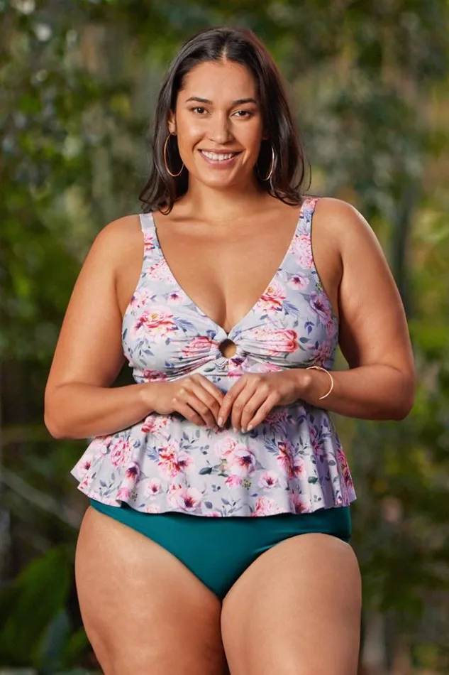 Women Plus Size and Curve Bikinis Cupshe Teal High Waisted Plus Size Bikini Bottom Teal