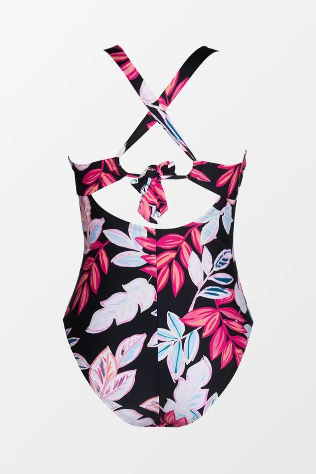 Women Plus Size and Curve Swimsuits Cupshe Summer Of Love Bandeau Back Tie Plus Size One Piece Swimsuit Multicolor